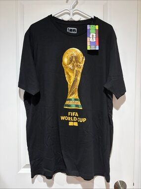 FIFA World Cup Black T-Shirt with Gold Trophy Graphic